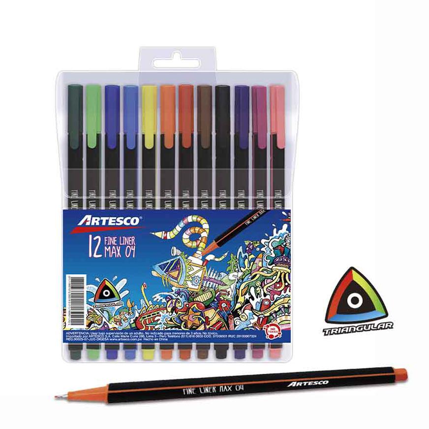 PlumÃƒÂ³n Artesco Fineliner Triangular X 12 Und Imagen principal del producto