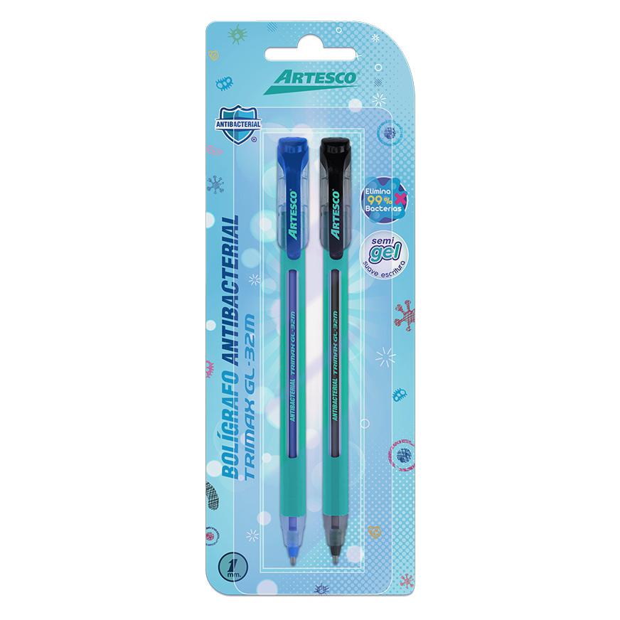 BolÃƒÂ­grafo Artesco Antibacterial Trimax Gl32M Azul Y Negro X 2 Und