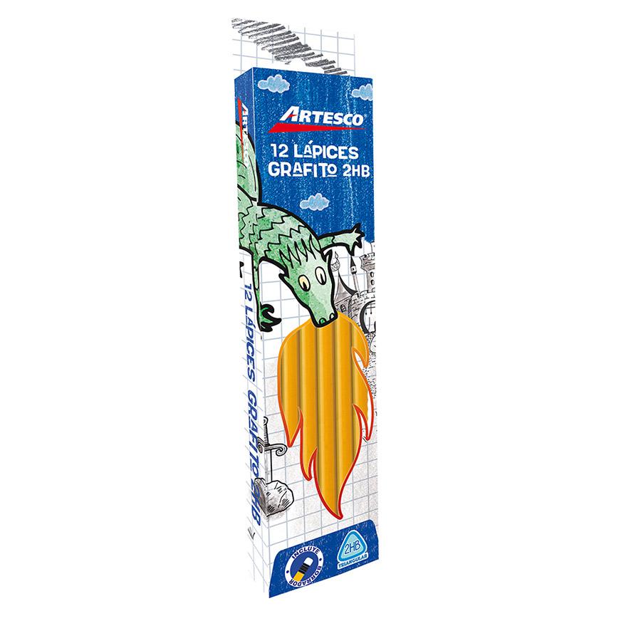 LÃƒÂ¡piz 2Hb Amarillo Artesco Con Borrador Caja X 12 Und
