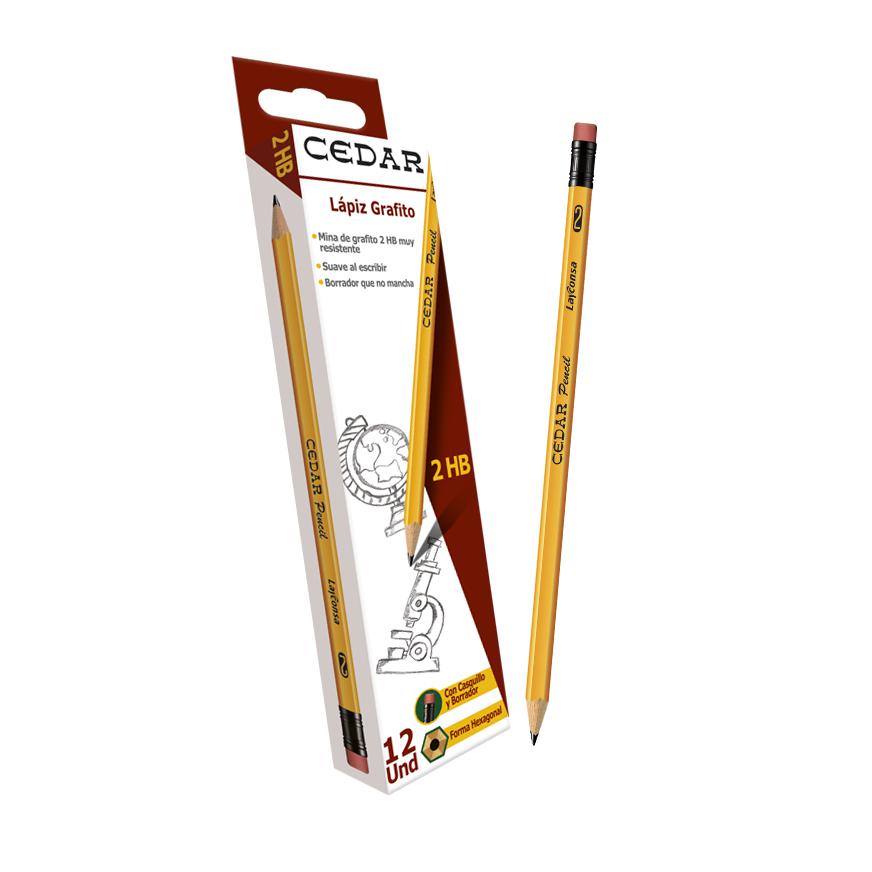 LÃ¡piz 2Hb Grafito Layconsa Con Borrador Caja X 12 Und