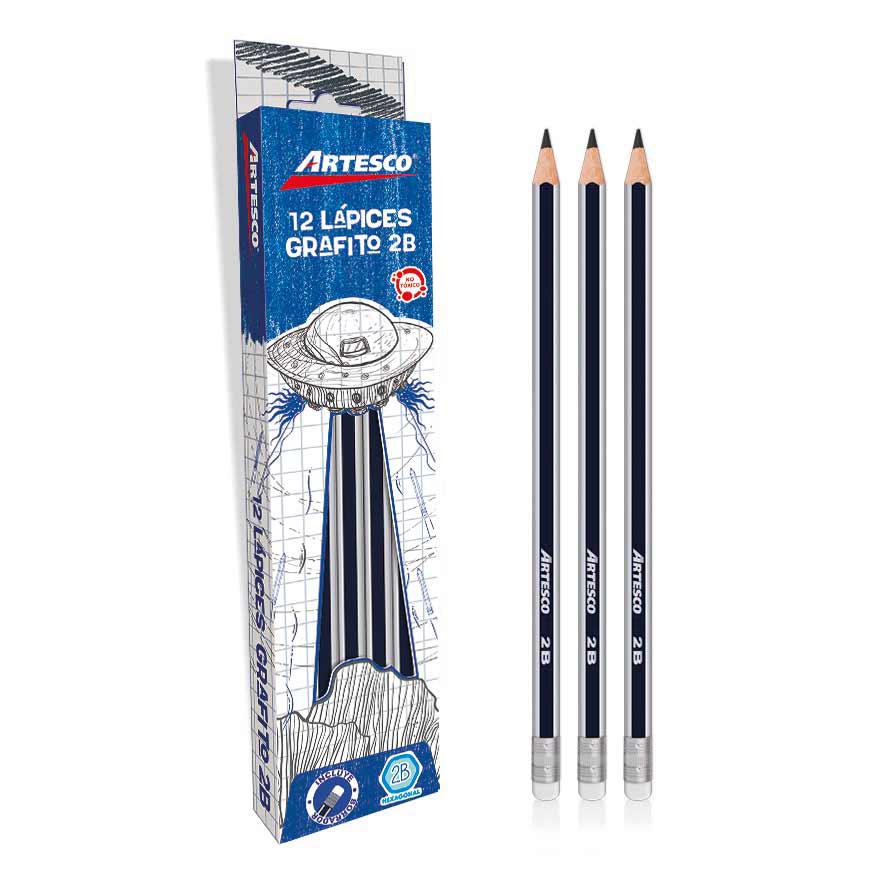LÃ¡piz 2B Grafito Artesco Con Borrador Caja X 12 Und