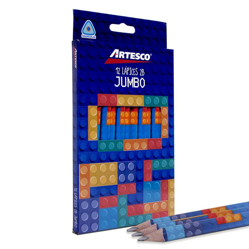 LÃ¡piz 2B Grafito Jumbo Artesco Sin Borrador Caja X 12 Und Imagen principal del producto