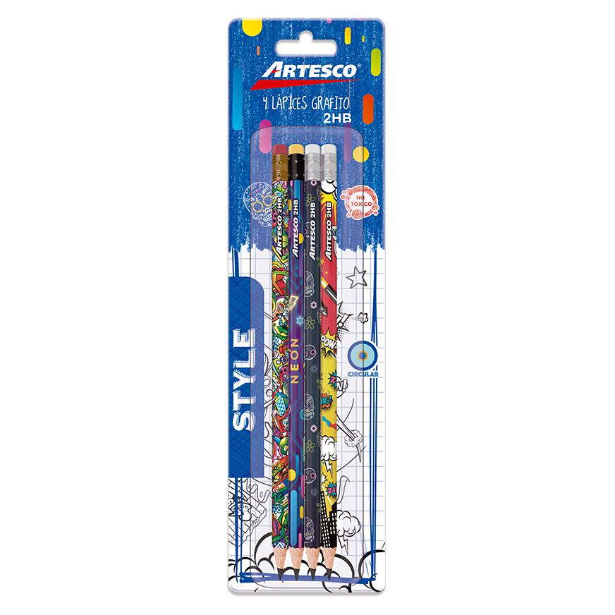 LÃ¡piz Hb Artesco Motivos Con Borrador BlÃ­ster X 4 Und Imagen principal del producto