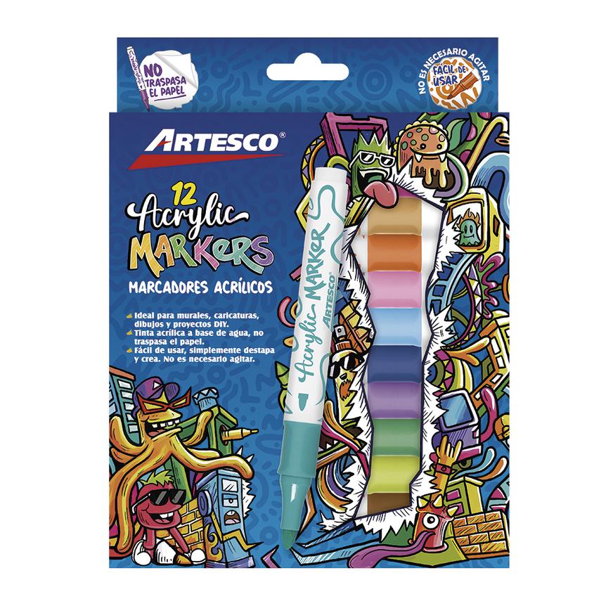 Marcadores AcrÃƒÂ­licos Artesco Acrylic Markers X 12 Und