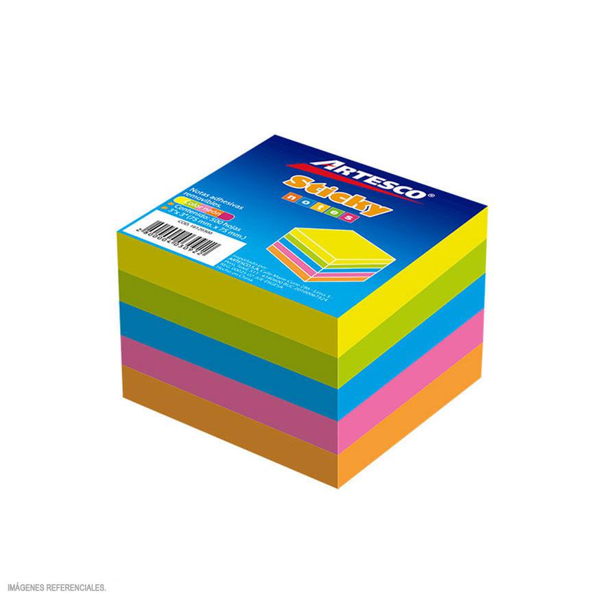 Notas Adhesivas Artesco 75 X 75 Mm Colores NeÃƒÂ³n Multicolor 500 Hojas Imagen principal del producto