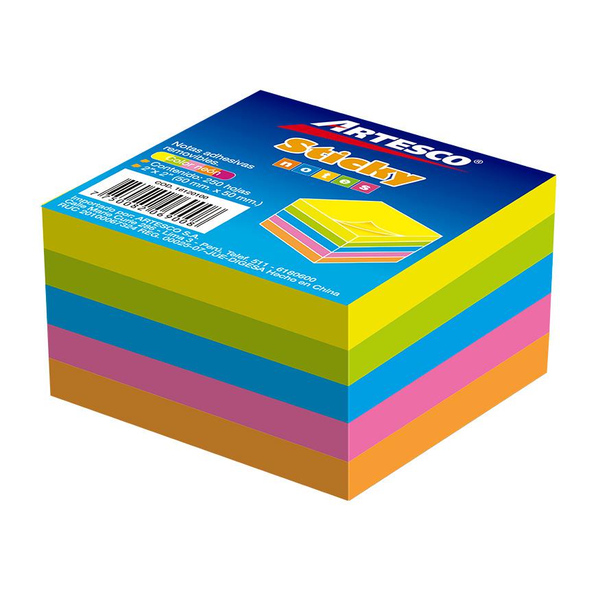 Notas Adhesivas Artesco 50 X 50 Mm Colores NeÃƒÂ³n 250 Hojas Imagen principal del producto
