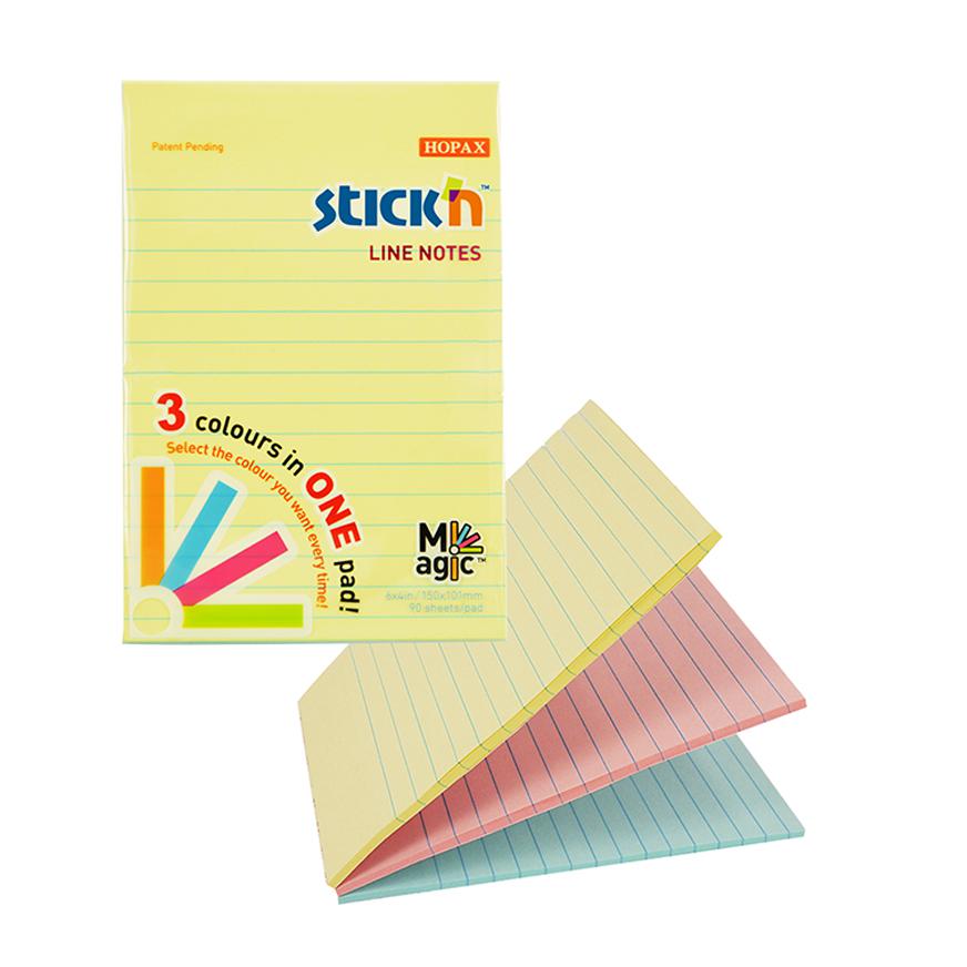 Notas Adhesivas StickN Notes Magic 150 X 101 Mm Rayado Colores Pastel 90 Hojas