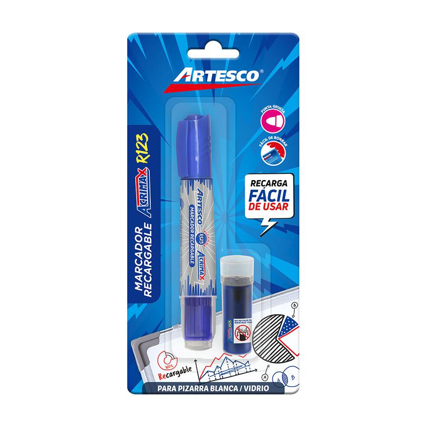 PlumÃƒÂ³n Para Pizarra Cartucho De Repuesto Artesco Acrimax R123 Azul X 1 Und