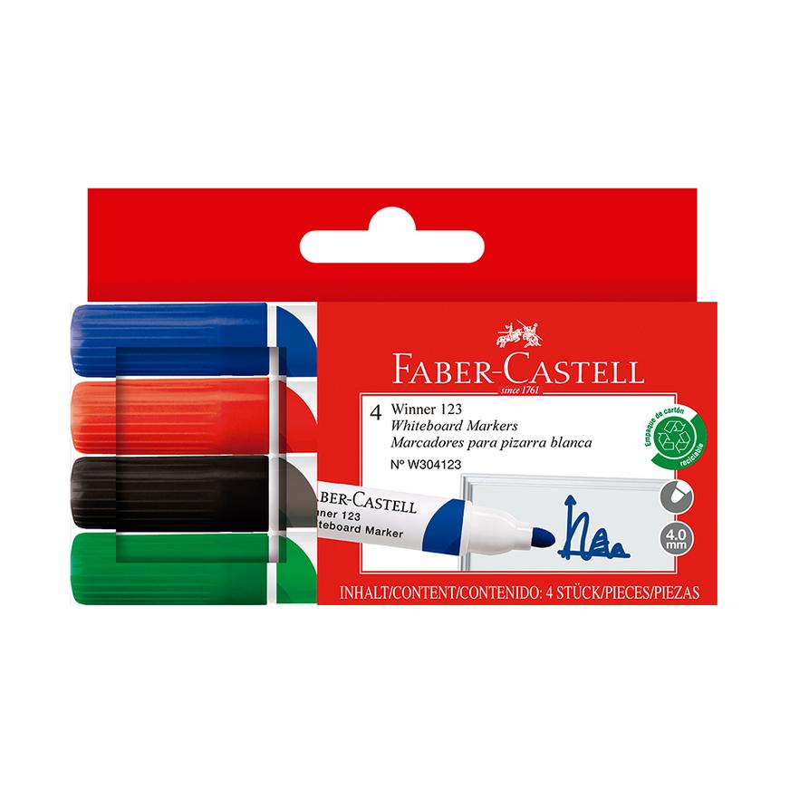 PlumÃƒÂ³n Para Pizarra Faber Castell Winner 123 Estuche X 4 Und