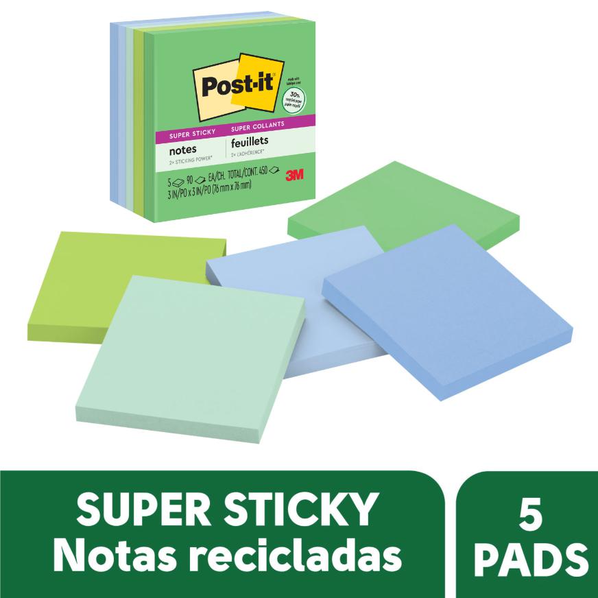 Notas Adhesivas 3M PostIt Super Sticky 76 X 76 Mm Colores Tropicales 450 Hojas Imagen principal del producto