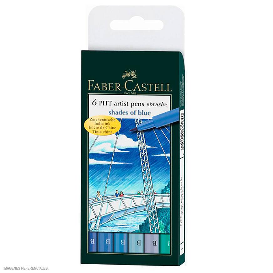 Marcadores Faber Castell Pitt Artpen Blue Set X 6 Und Imagen principal del producto