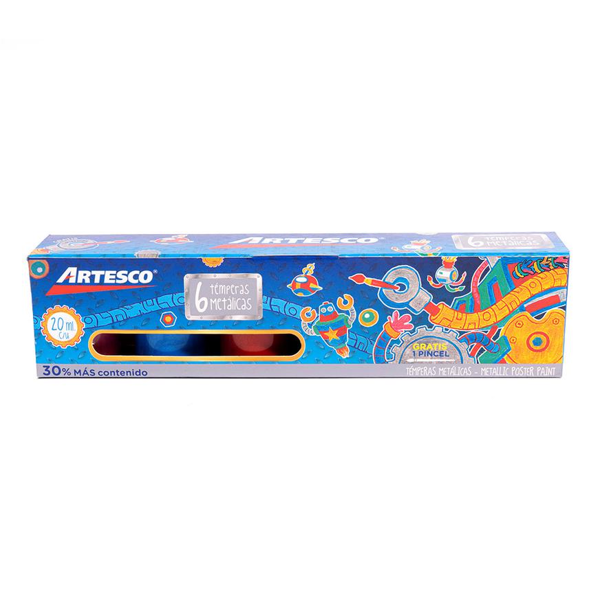 TÃ©mpera Artesco MetÃ¡lica Set X 6 Colores Pincel